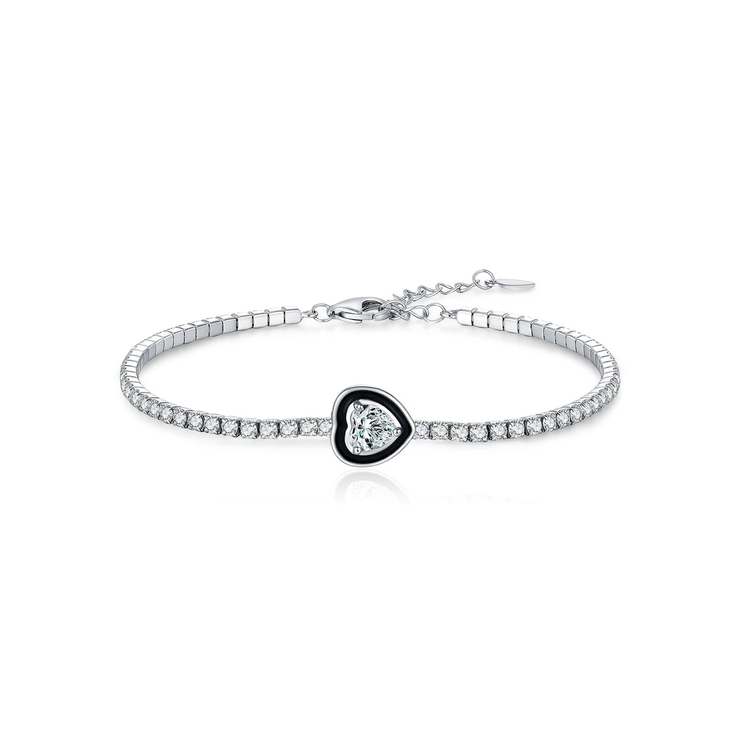 Women’s Paved Heart Bracelet in 925 Sterling Silver