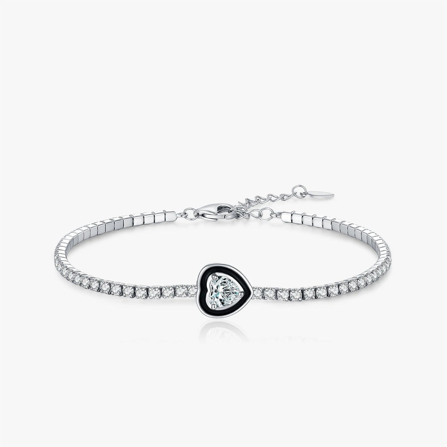 Women’s Paved Heart Bracelet in 925 Sterling Silver