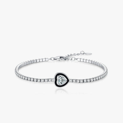 Women’s Paved Heart Bracelet in 925 Sterling Silver