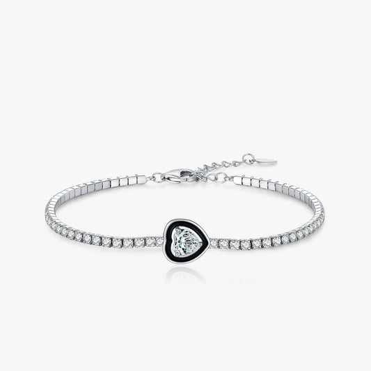 Women’s Paved Heart Bracelet in 925 Sterling Silver