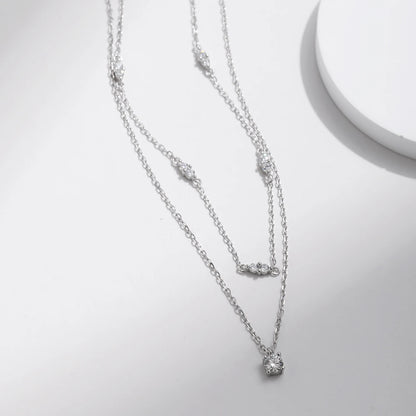 Women’s Double Layer Necklace in 925 Sterling Silver