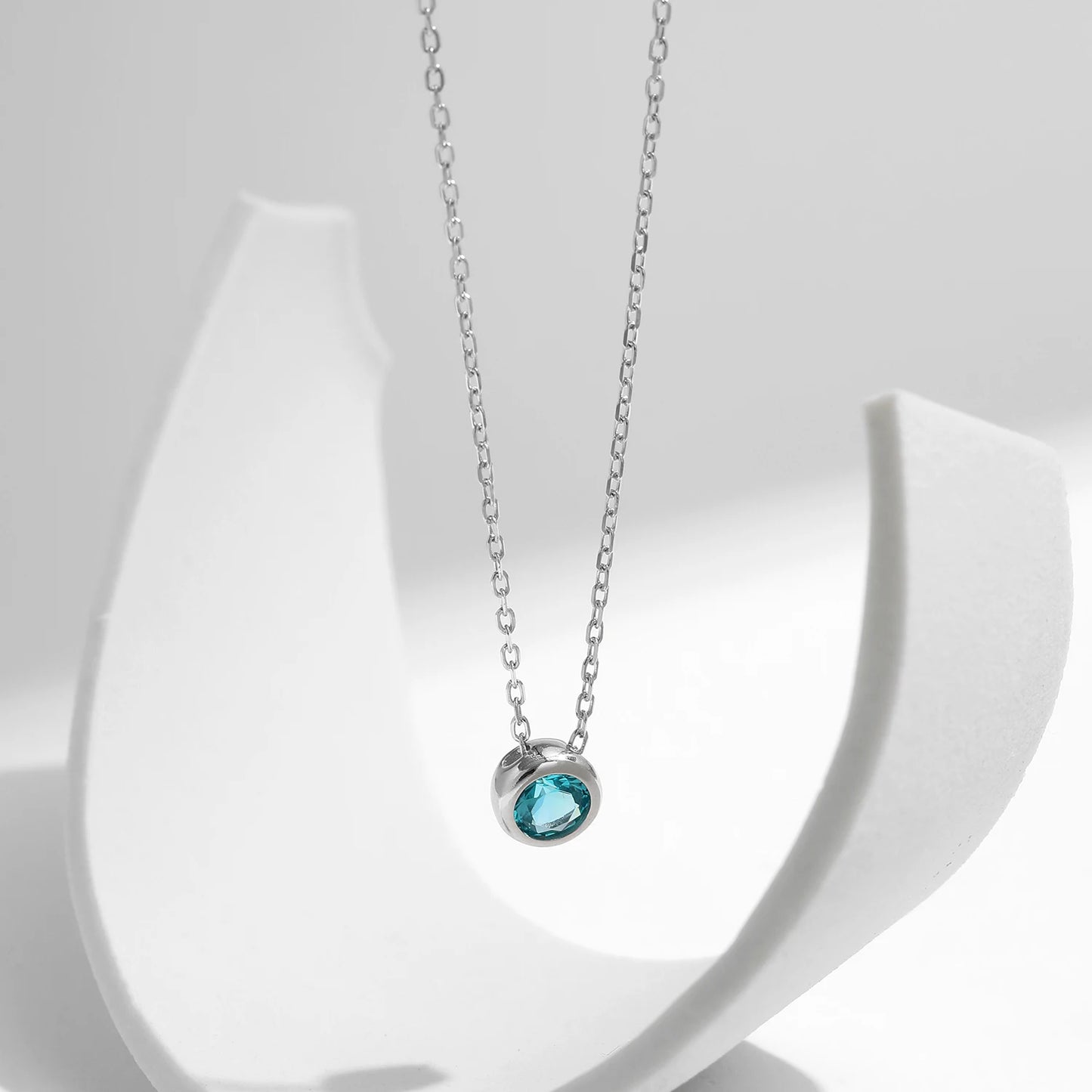 Women’s Blue Stone Necklace 925 Sterling Silver