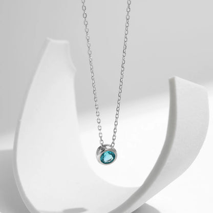 Women’s Blue Stone Necklace 925 Sterling Silver