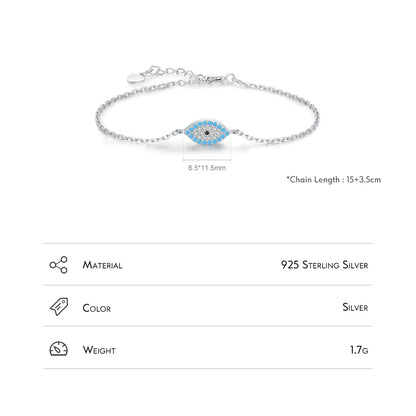 Women’s Blue Evil Eye Bracelet in 925 Sterling Silver