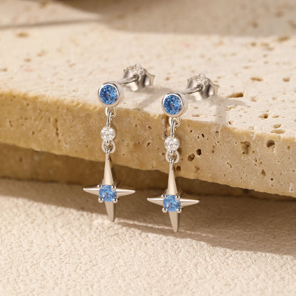 Women’s Blue Star Earrings in 925 Sterling Silver