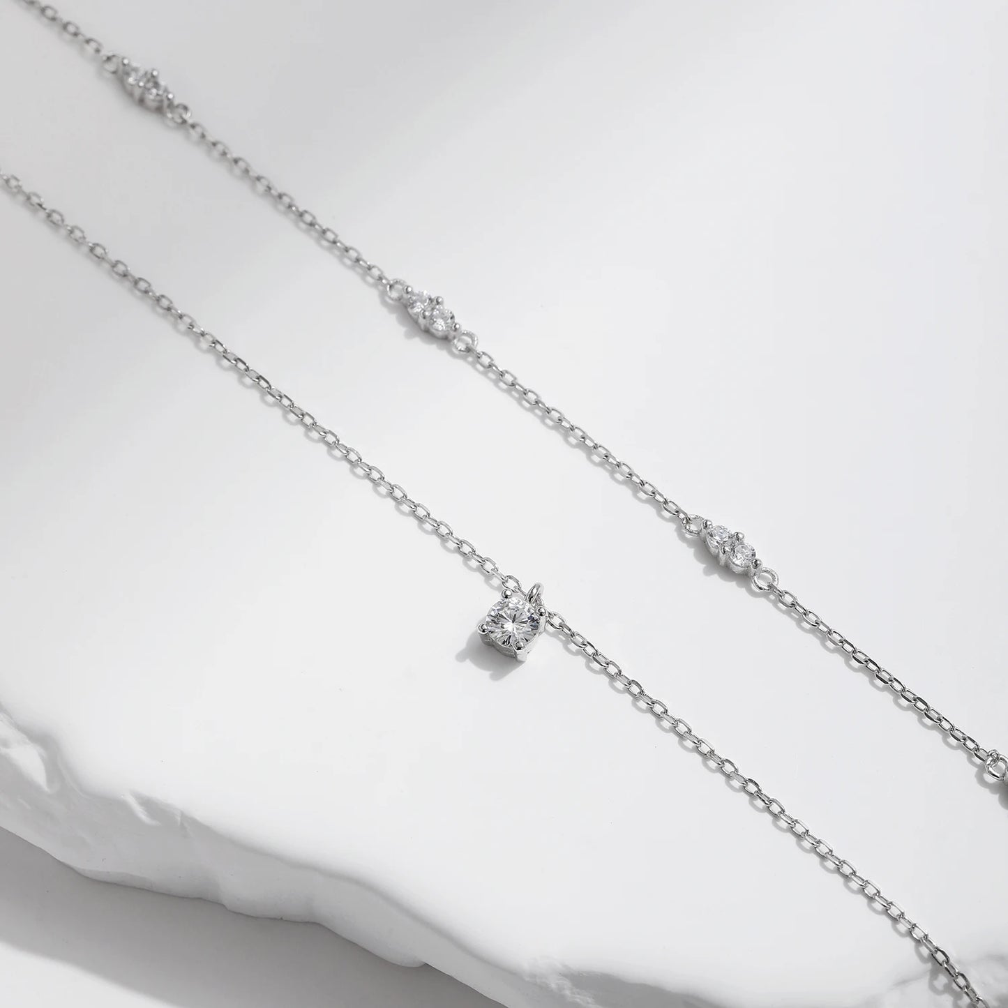 Women’s Double Layer Necklace in 925 Sterling Silver