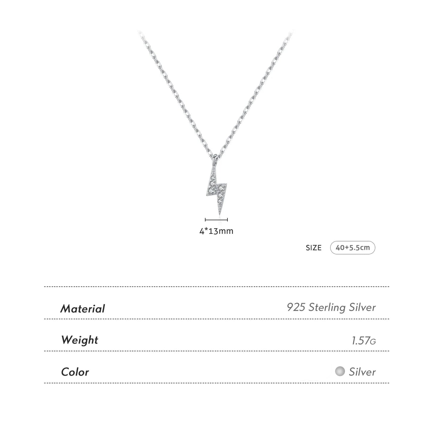Women’s Lightning Bolt Necklace in 925 Sterling Silver