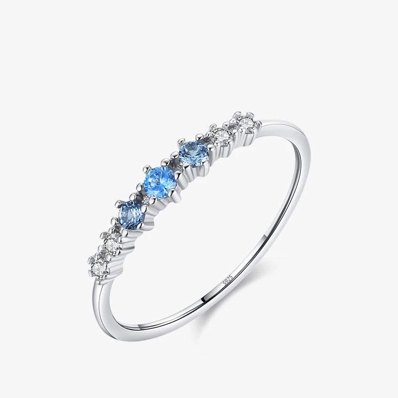 Women's Blue Riviera Ring in 925 Sterling Silver