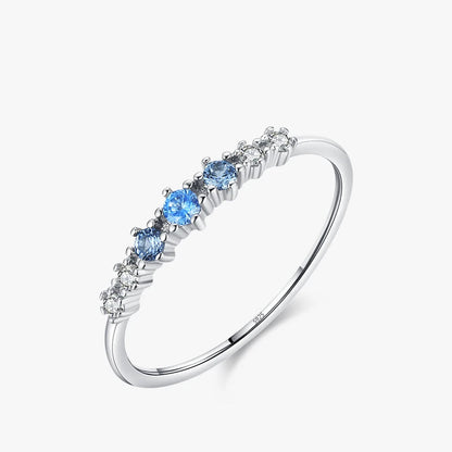 Women's Blue Riviera Ring in 925 Sterling Silver