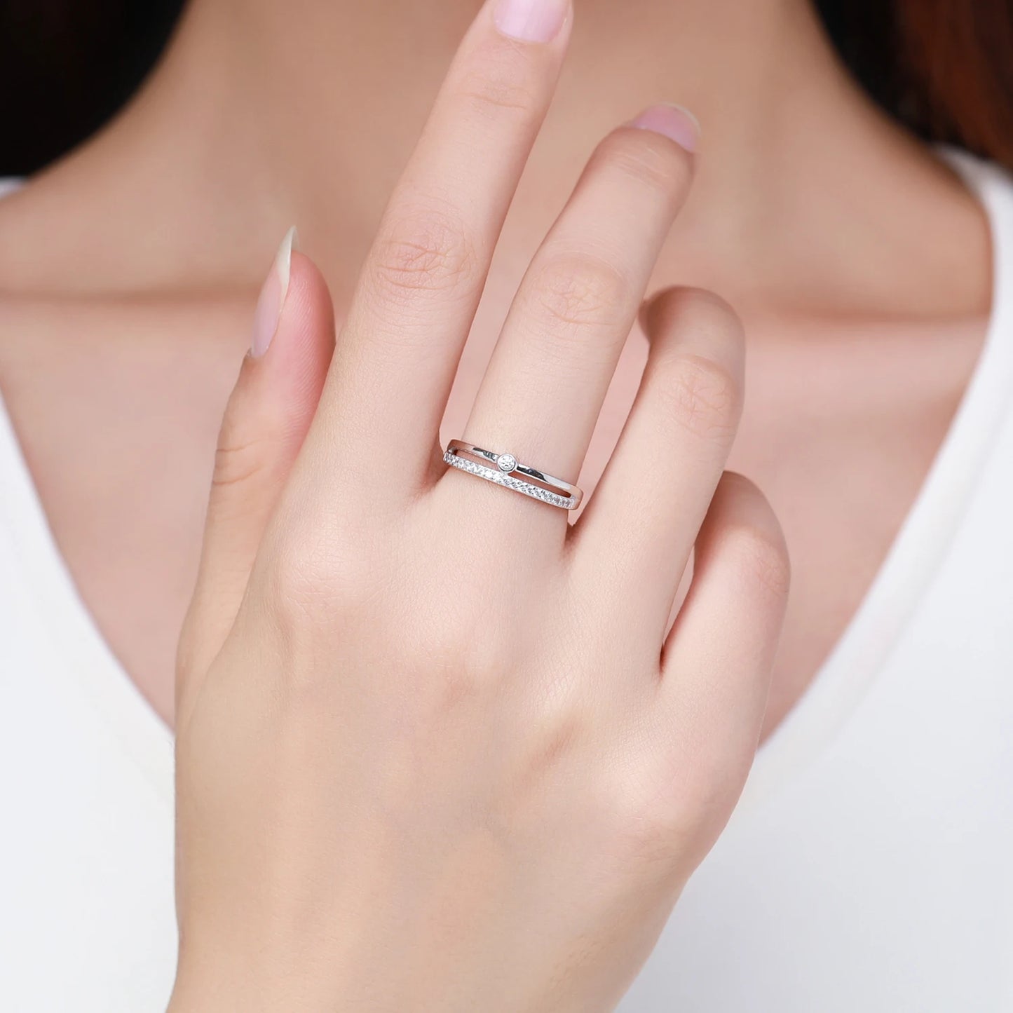 Women’s Minimalist Pavé Ring in 925 Sterling Silver