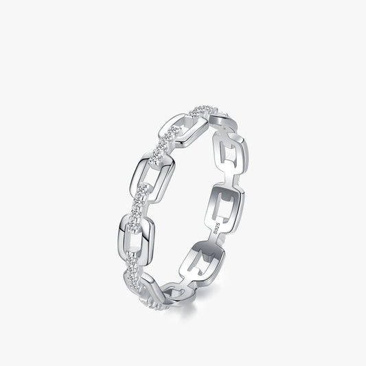 Women’s Pavé Link Ring in 925 Sterling Silver