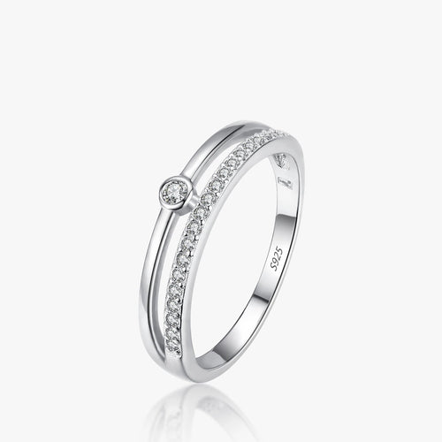 Women’s Minimalist Pavé Ring in 925 Sterling Silver
