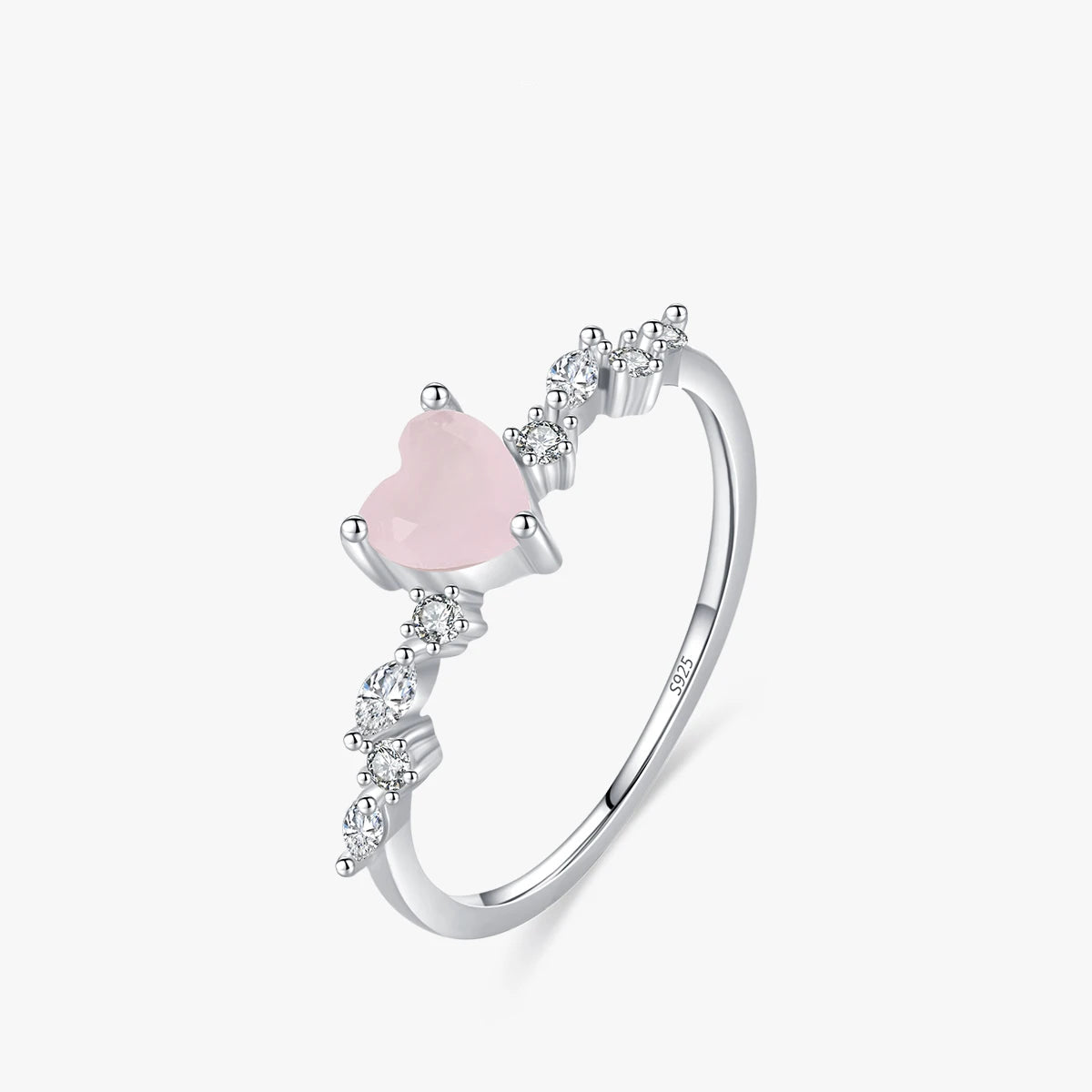 Women’s Pink Heart Zirconia Ring in 925 Sterling Silver