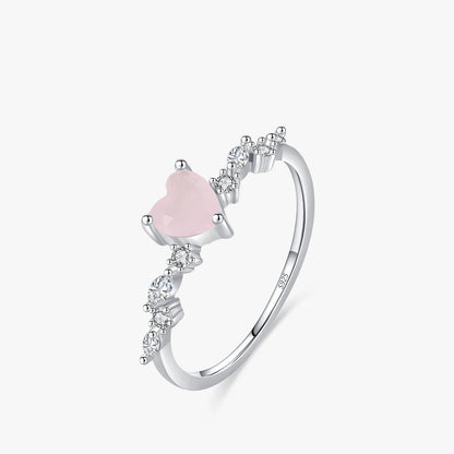 Women’s Pink Heart Zirconia Ring in 925 Sterling Silver
