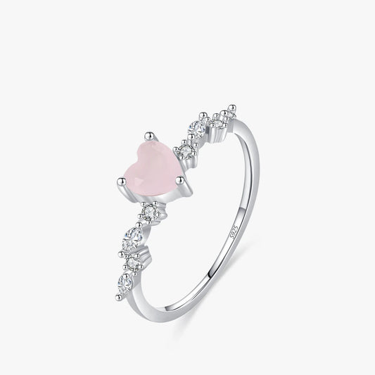 Women’s Pink Heart Zirconia Ring in 925 Sterling Silver