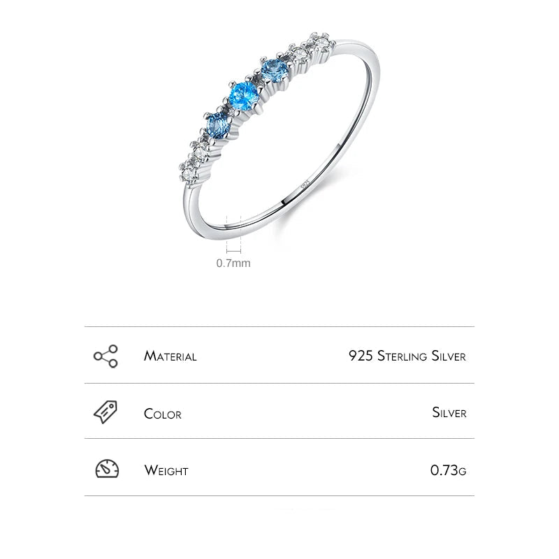 Women's Blue Riviera Ring in 925 Sterling Silver