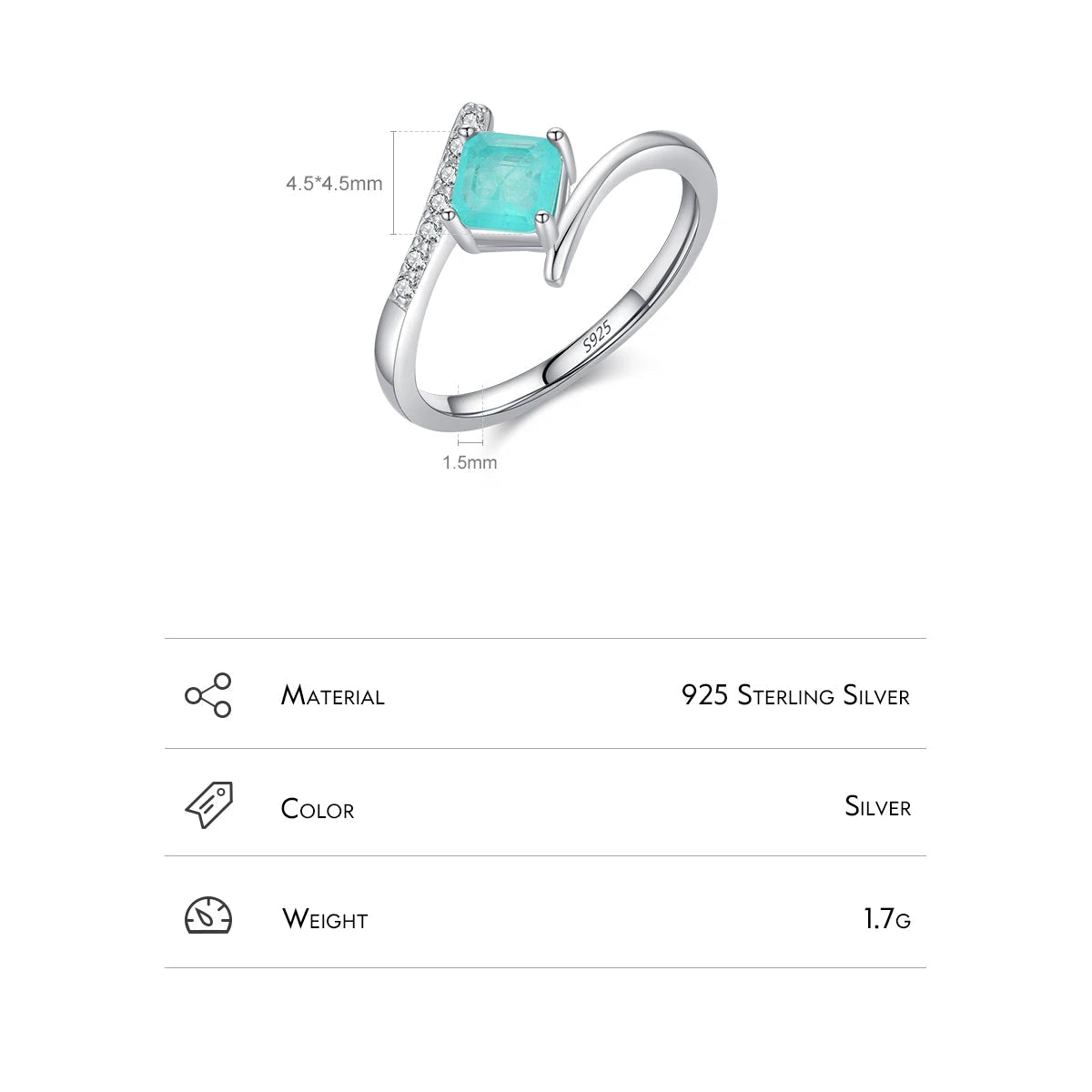 Women’s Turquoise Stone Ring in 925 Sterling Silver