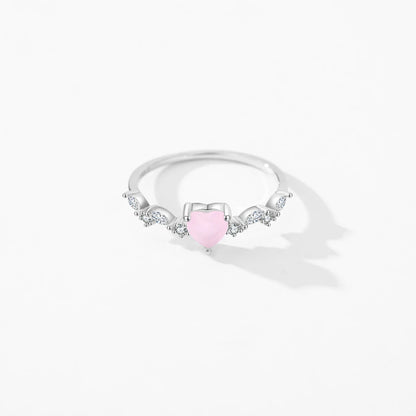 Women’s Pink Heart Zirconia Ring in 925 Sterling Silver