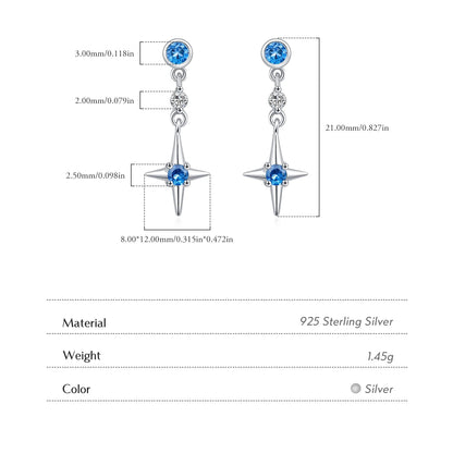 Women’s Blue Star Earrings in 925 Sterling Silver