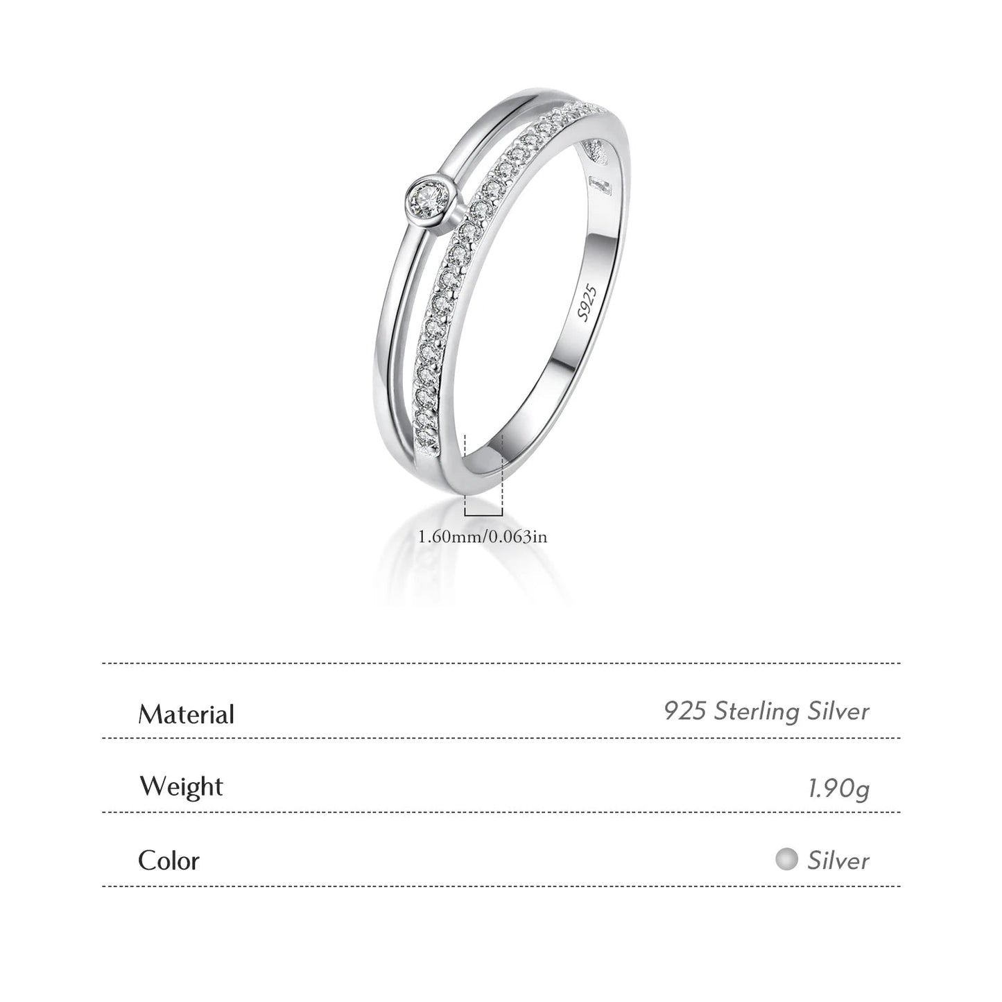 Women’s Minimalist Pavé Ring in 925 Sterling Silver