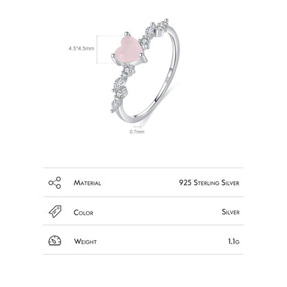 Women’s Pink Heart Zirconia Ring in 925 Sterling Silver