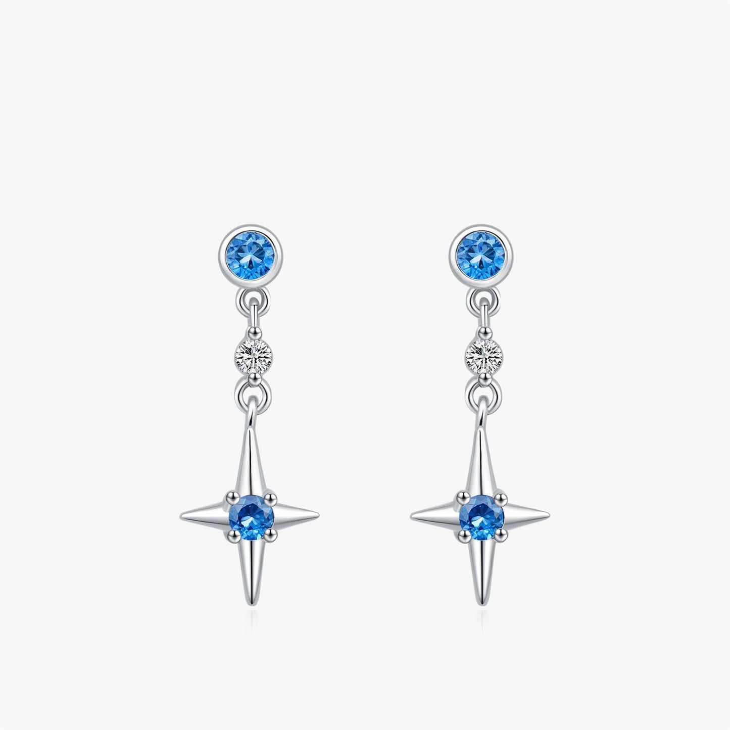 Women’s Blue Star Earrings in 925 Sterling Silver
