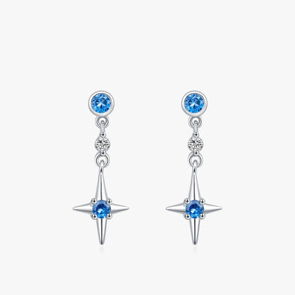 Women’s Blue Star Earrings in 925 Sterling Silver