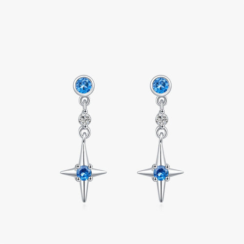 Women’s Blue Star Earrings in 925 Sterling Silver
