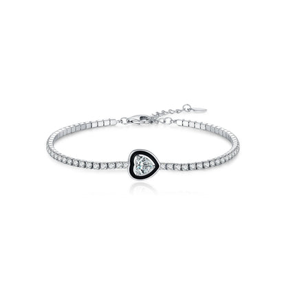 Women’s Paved Heart Bracelet in 925 Sterling Silver