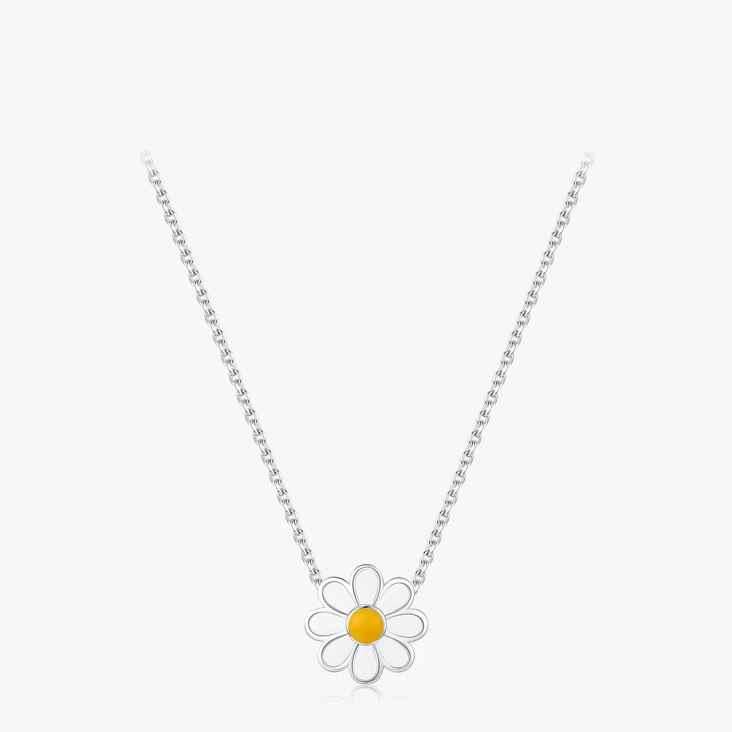 Women’s Daisy Flower Necklace in 925 Sterling Silver