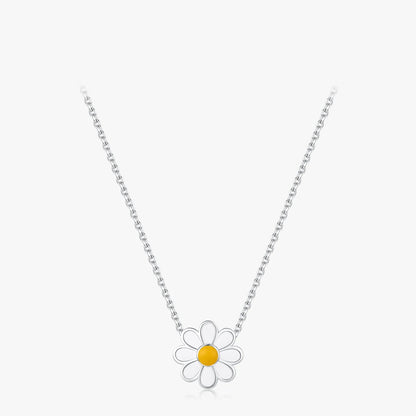 Women’s Daisy Flower Necklace in 925 Sterling Silver