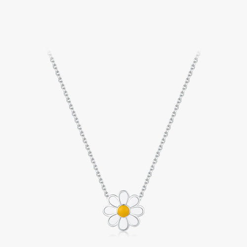 Women’s Daisy Flower Necklace in 925 Sterling Silver