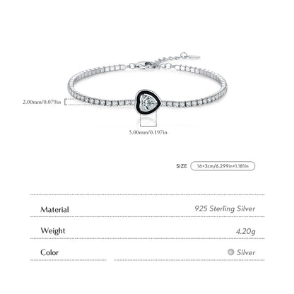 Women’s Paved Heart Bracelet in 925 Sterling Silver