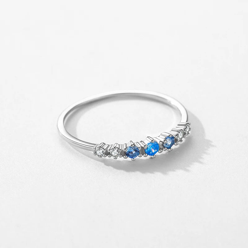 Women's Blue Riviera Ring in 925 Sterling Silver
