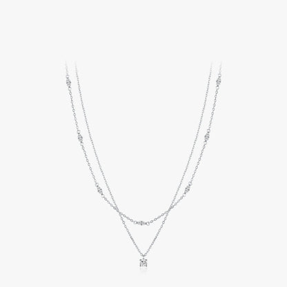 Women’s Double Layer Necklace in 925 Sterling Silver