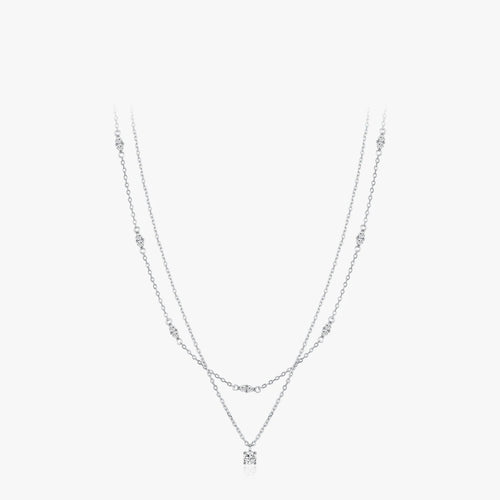 Women’s Double Layer Necklace in 925 Sterling Silver