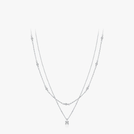 Women’s Double Layer Necklace in 925 Sterling Silver