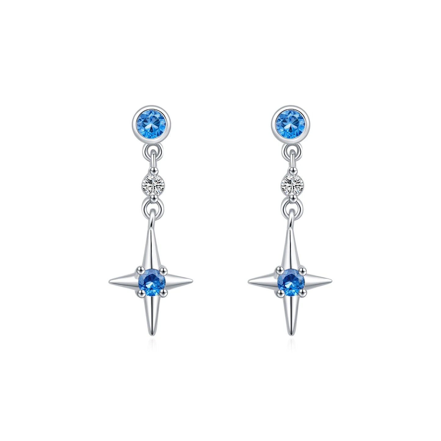 Women’s Blue Star Earrings in 925 Sterling Silver