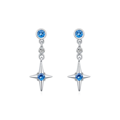 Women’s Blue Star Earrings in 925 Sterling Silver