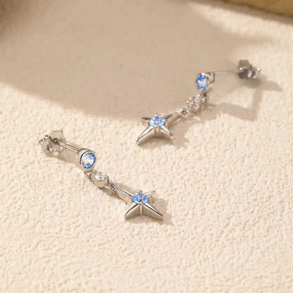 Women’s Blue Star Earrings in 925 Sterling Silver
