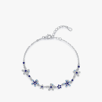 Women’s Blue Flower Bracelet in 925 Sterling Silver
