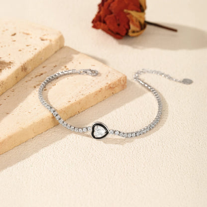 Women’s Paved Heart Bracelet in 925 Sterling Silver