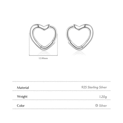 Women’s Open Heart Earrings in 925 Sterling Silver