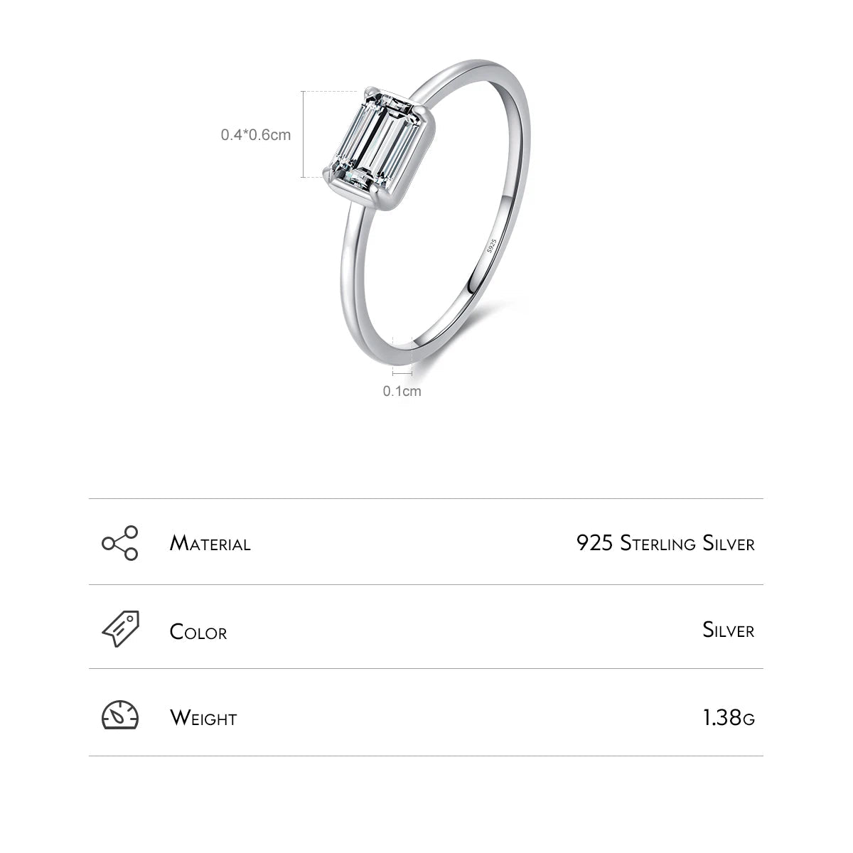 Women’s Minimalist Solitaire Ring in 925 Sterling Silver