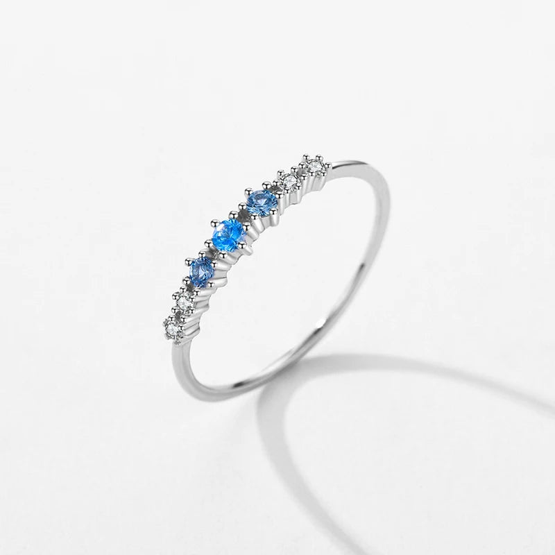 Women's Blue Riviera Ring in 925 Sterling Silver