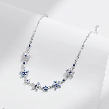Women’s Blue Flower Bracelet in 925 Sterling Silver